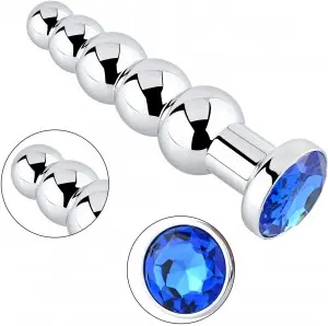 Colourful Jewelry Metal Butt Plug Anal Trainer Toys with 5 Graduated Balls