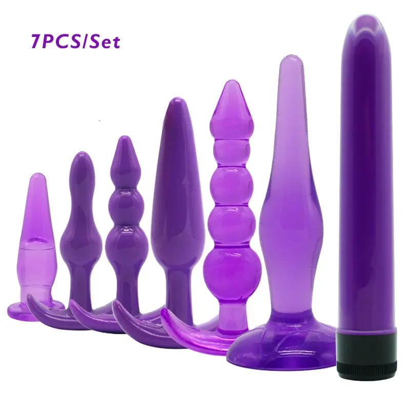 6pcs or 7pcs Purple Set Soft TPE Anal Plug Set for Beginner Beads Butt Plugs Dildo Featured Image