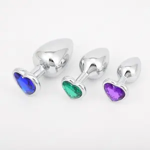 Luxury Metal Butt Toys Heart Shaped Anal Trainer Jewel Butt Plug