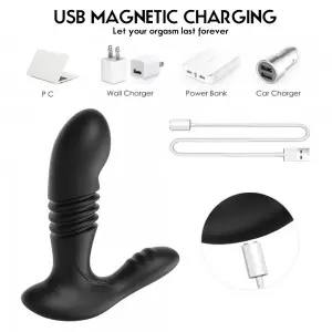 Remote Control 12 Patterns Dual Stimulation Thrusting Anal Plug Prostate Massager