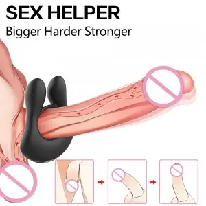 Male Sex Toys 3 Motors for Clitoris & Testicles Stimulation Pleasure Vibrating Cock Ring