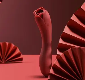 Rechargeable Rose Clitoris Nipple Licker 2 in 1 Clitoral G Spot Dildo Vibrator