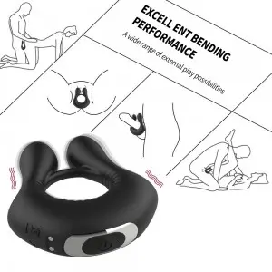 Male Sex Toys 3 Motors for Clitoris & Testicles Stimulation Pleasure Vibrating Cock Ring