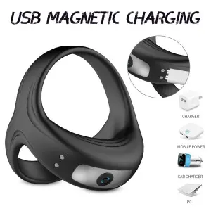 10 Intense Vibration Modes Testicles Stimulates Vibrating Penis Ring for Men