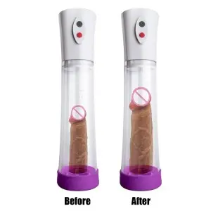 White USB-Powered Penis Pump Clear Bundle with 3 Small Sleeves