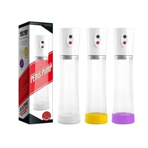 White USB-Powered Penis Pump Clear Bundle with 3 Small Sleeves